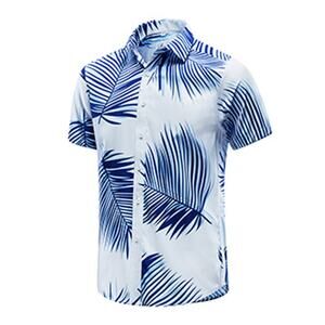 EUOW Men's Hawaiian Short Sleeves Printed Button Down Shirt, Small